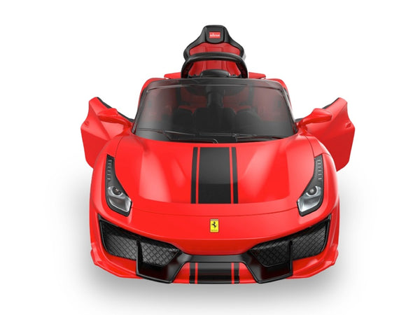 Ferrari 488 Pista Spider, 12 volt elektrische kinderauto, leder zitje, Rubberen banden en meer!
