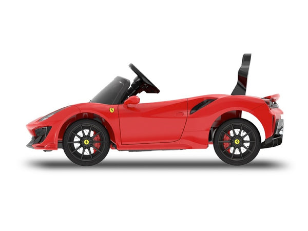 Ferrari 488 Pista Spider, 12 volt elektrische kinderauto, leder zitje, Rubberen banden en meer!