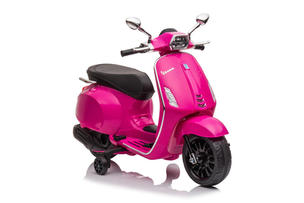 Roze Vespa Sprint, 12 volt elektrische scooter met muziek