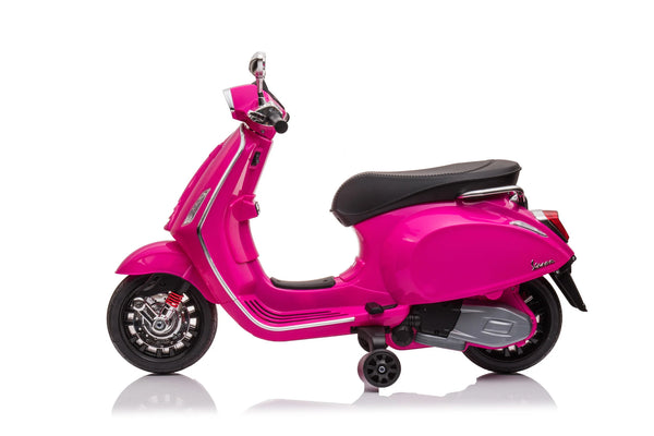Roze Vespa Sprint, 12 volt elektrische scooter met muziek