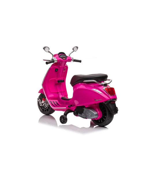 Roze Vespa Sprint, 12 volt elektrische scooter met muziek
